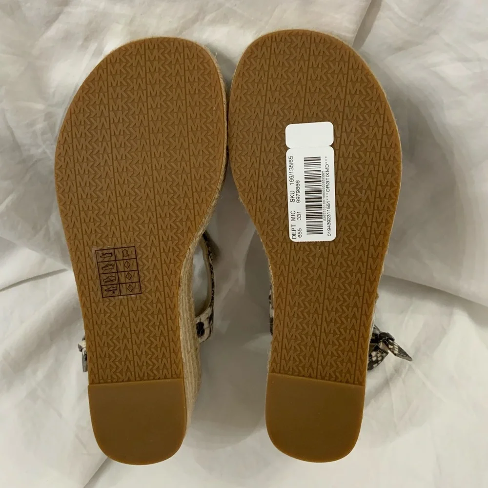 MICHAEL Michael Kors Black and Snake-Print Wedge Sandals
